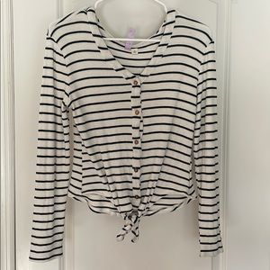 Ribbed long sleeve button down